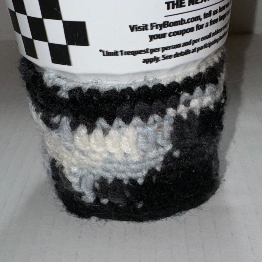 Black and white Crochet Coffee Cup Cozy